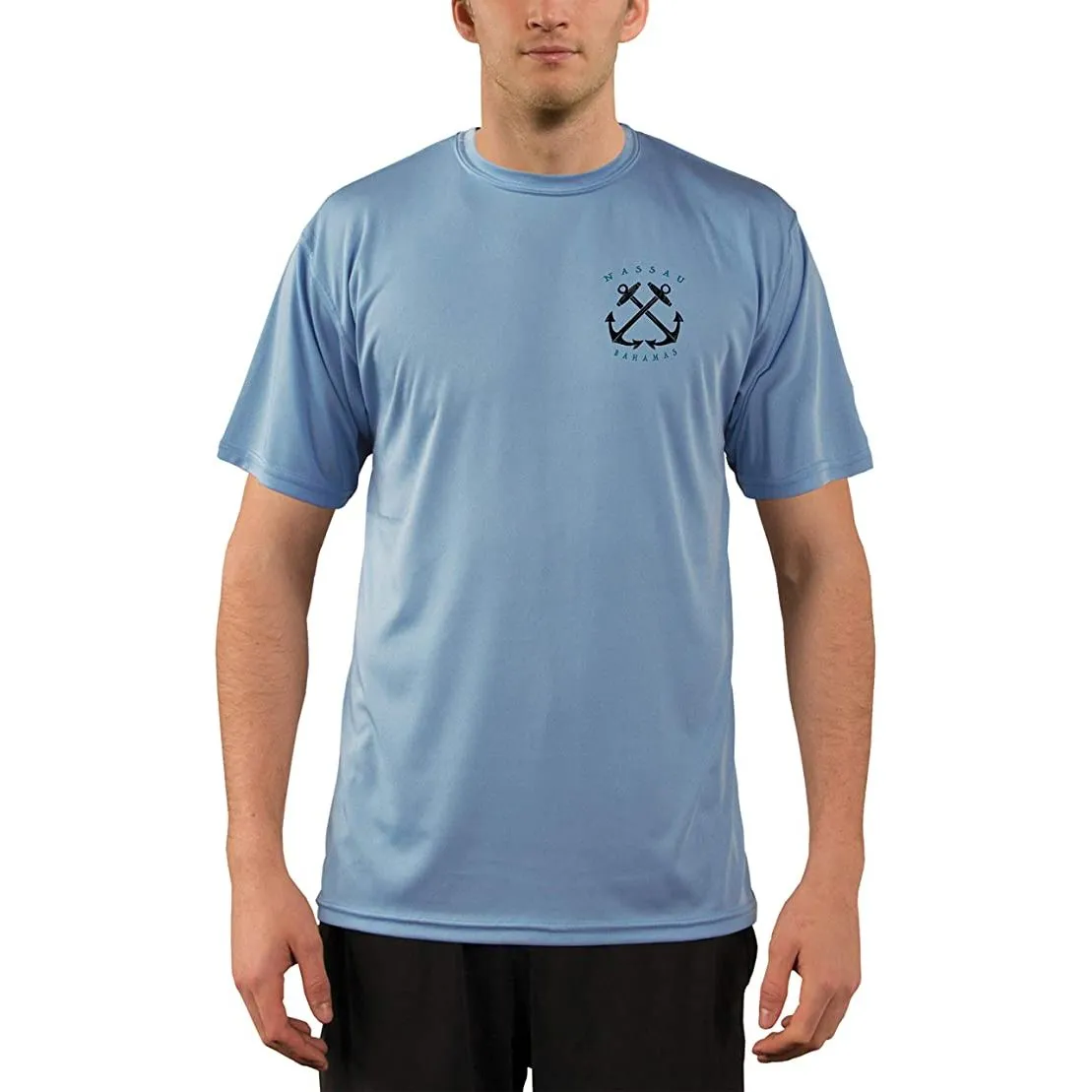 SAND.SALT.SURF.SUN. Sailing Anchor Blue Nassau Men's UPF 50  UV Sun Protection Performance Short Sleeve T-Shirt