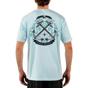 SAND.SALT.SURF.SUN. Sailing Anchor Blue Nassau Men's UPF 50  UV Sun Protection Performance Short Sleeve T-Shirt