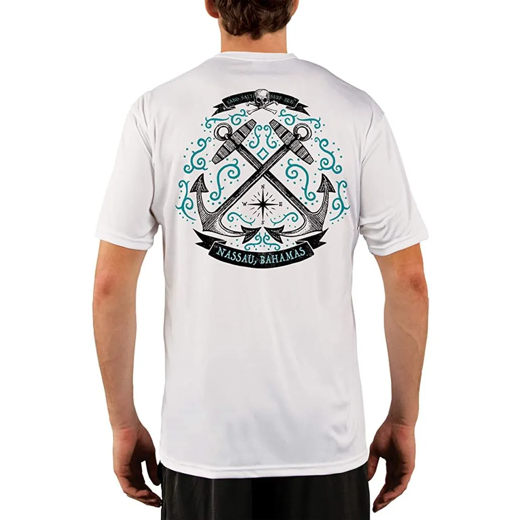 SAND.SALT.SURF.SUN. Sailing Anchor Blue Nassau Men's UPF 50  UV Sun Protection Performance Short Sleeve T-Shirt