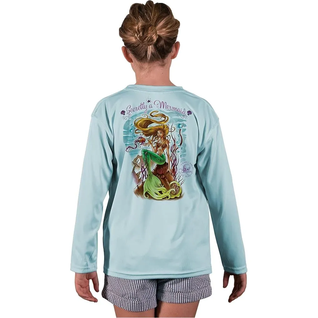 SAND.SALT.SURF.SUN. Secretly a Mermaid Youth UPF 50  UV Sun Protection Performance Long Sleeve T-Shirt