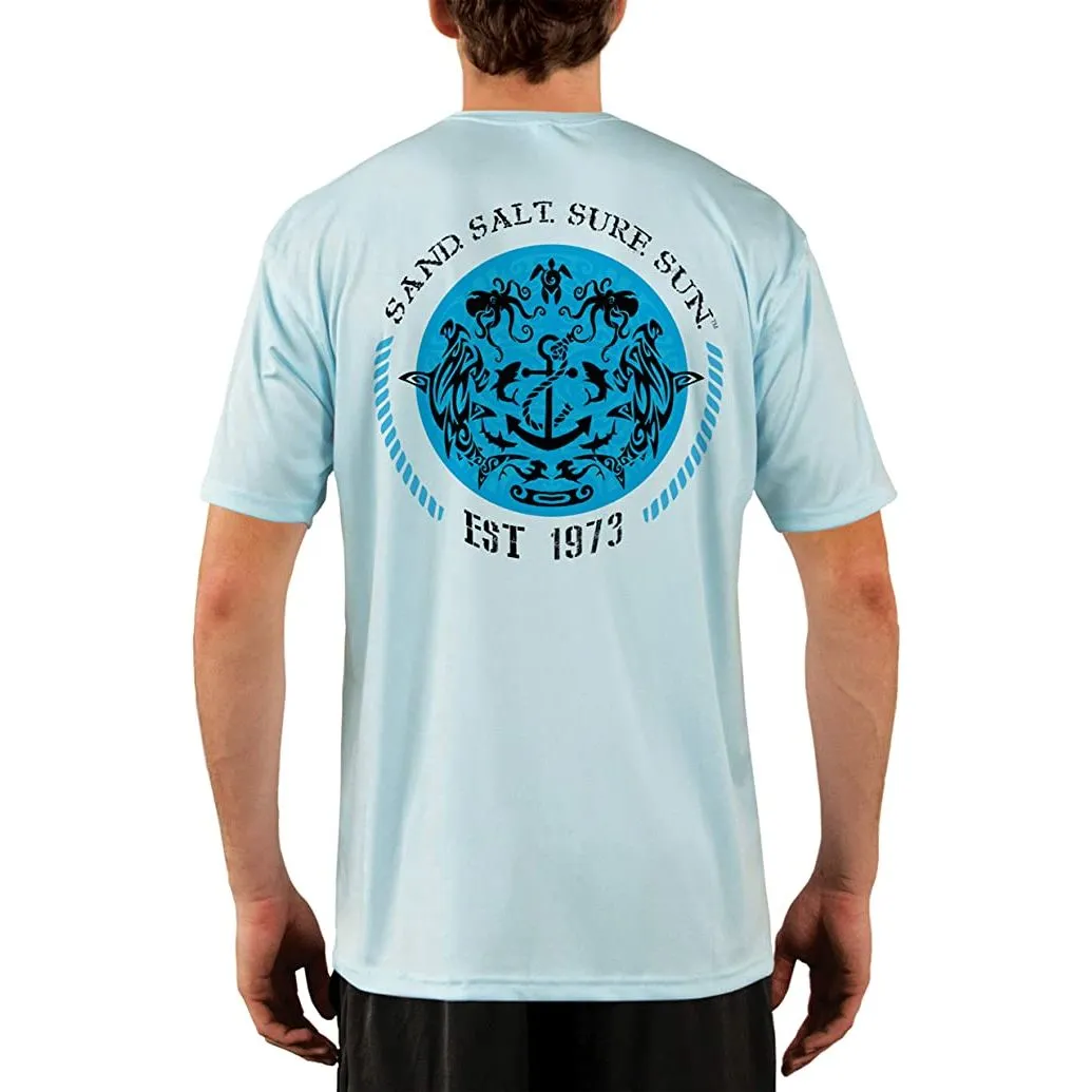 SAND.SALT.SURF.SUN. Shark and Anchor Tribal Men's UPF 50  UV Sun Protection Performance Short Sleeve T-Shirt
