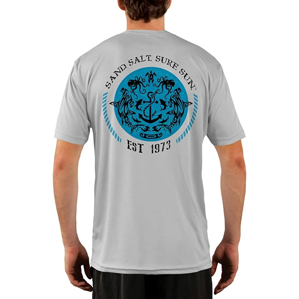 SAND.SALT.SURF.SUN. Shark and Anchor Tribal Men's UPF 50  UV Sun Protection Performance Short Sleeve T-Shirt