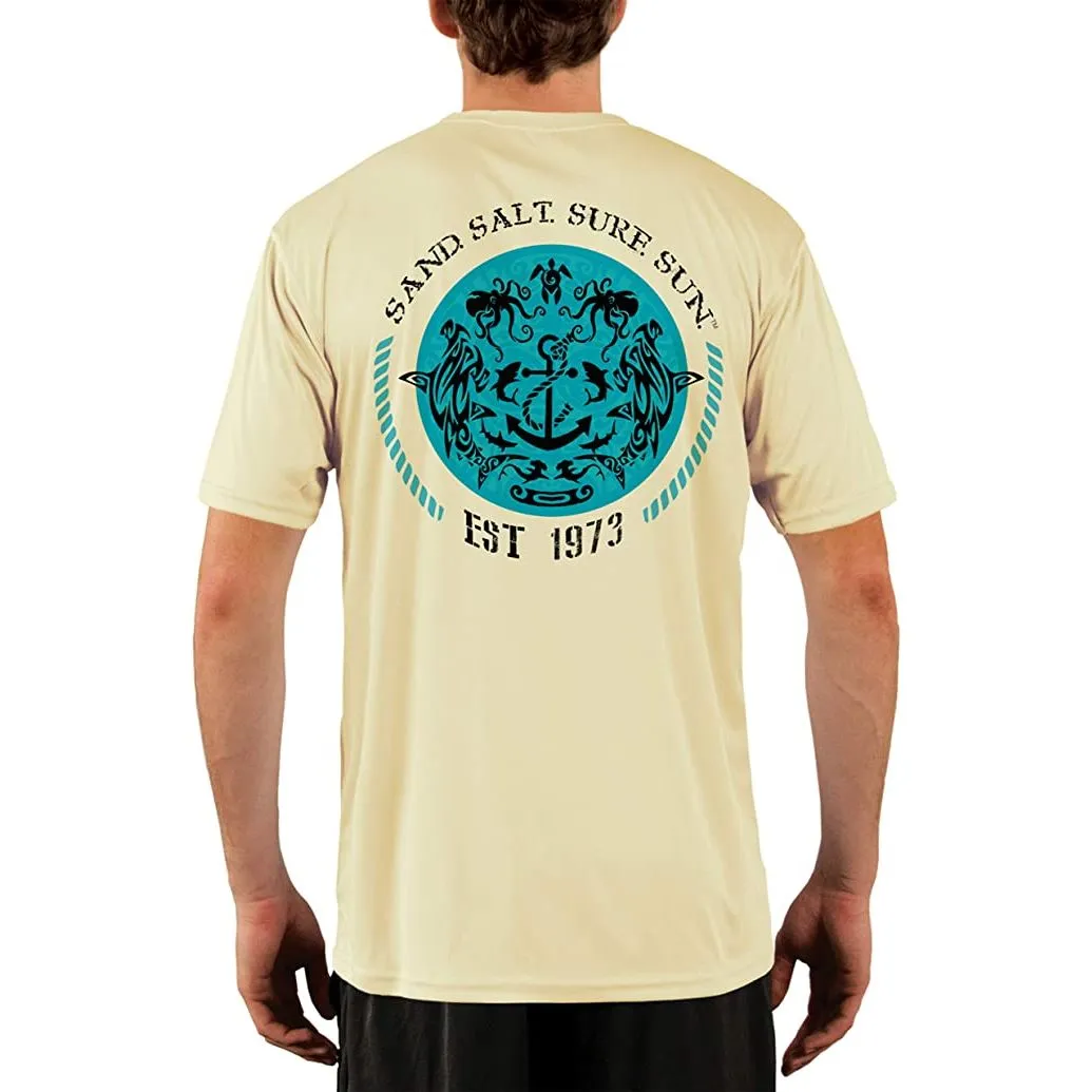 SAND.SALT.SURF.SUN. Shark and Anchor Tribal Men's UPF 50  UV Sun Protection Performance Short Sleeve T-Shirt