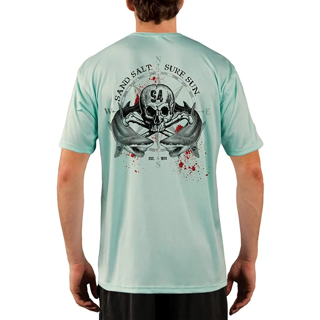SAND.SALT.SURF.SUN. Shark Blood Men's UPF 50  UV Sun Protection Performance Short Sleeve T-Shirt