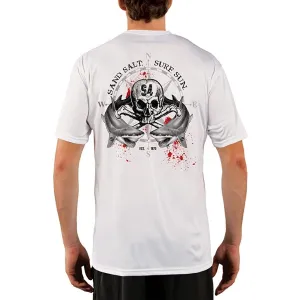 SAND.SALT.SURF.SUN. Shark Blood Men's UPF 50  UV Sun Protection Performance Short Sleeve T-Shirt
