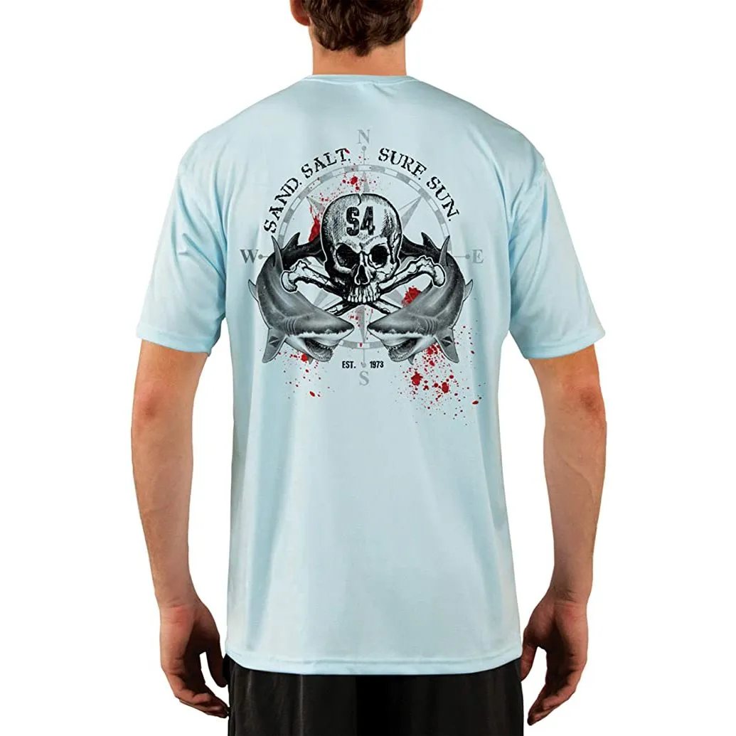 SAND.SALT.SURF.SUN. Shark Blood Men's UPF 50  UV Sun Protection Performance Short Sleeve T-Shirt