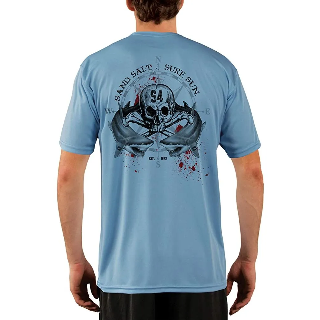 SAND.SALT.SURF.SUN. Shark Blood Men's UPF 50  UV Sun Protection Performance Short Sleeve T-Shirt