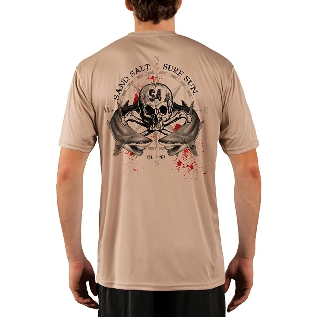 SAND.SALT.SURF.SUN. Shark Blood Men's UPF 50  UV Sun Protection Performance Short Sleeve T-Shirt