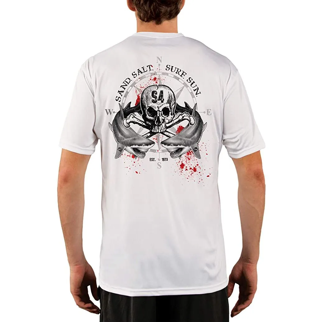 SAND.SALT.SURF.SUN. Shark Blood Men's UPF 50  UV Sun Protection Performance Short Sleeve T-Shirt