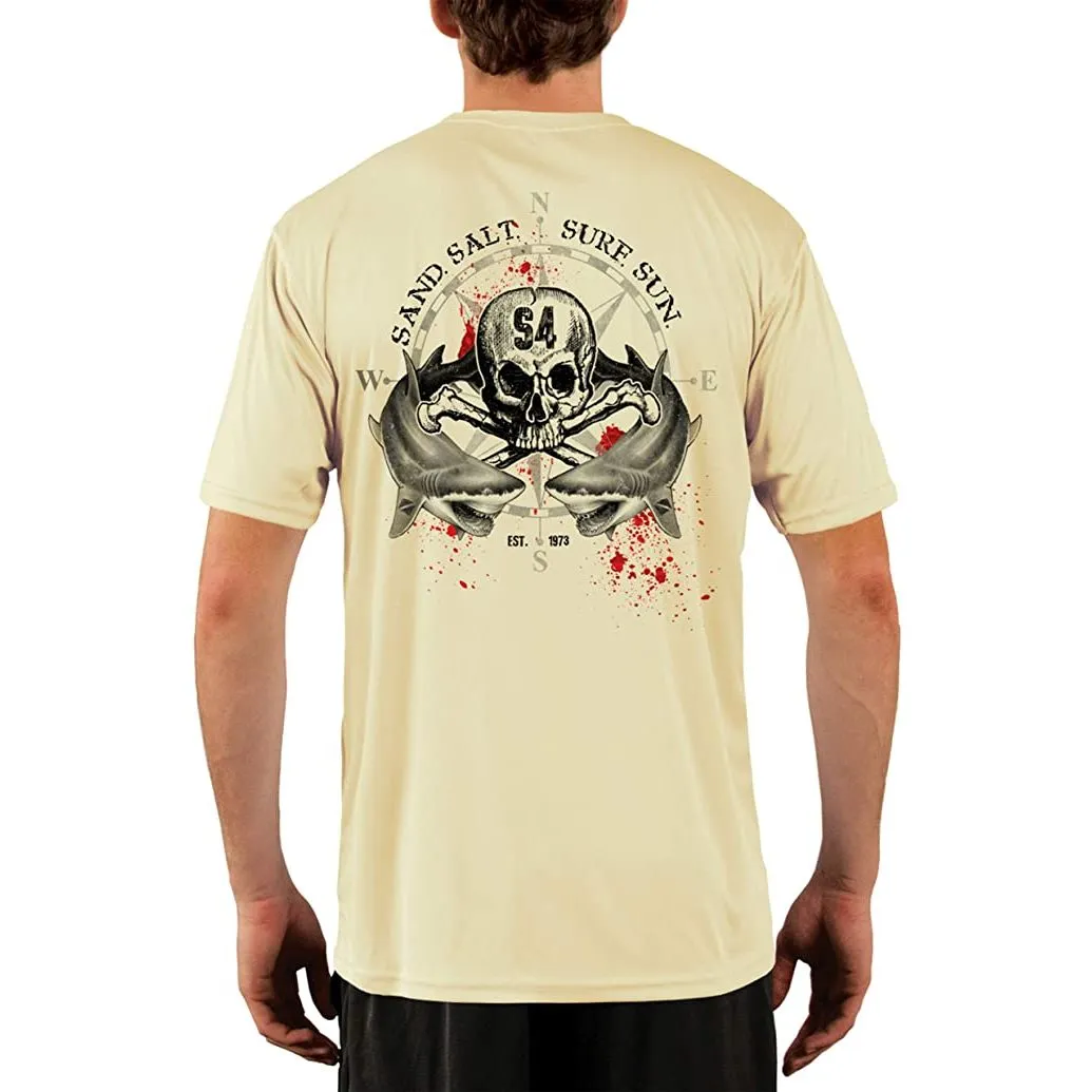 SAND.SALT.SURF.SUN. Shark Blood Men's UPF 50  UV Sun Protection Performance Short Sleeve T-Shirt