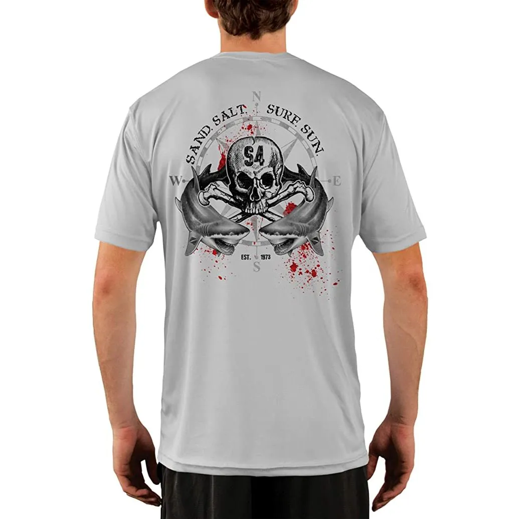 SAND.SALT.SURF.SUN. Shark Blood Men's UPF 50  UV Sun Protection Performance Short Sleeve T-Shirt