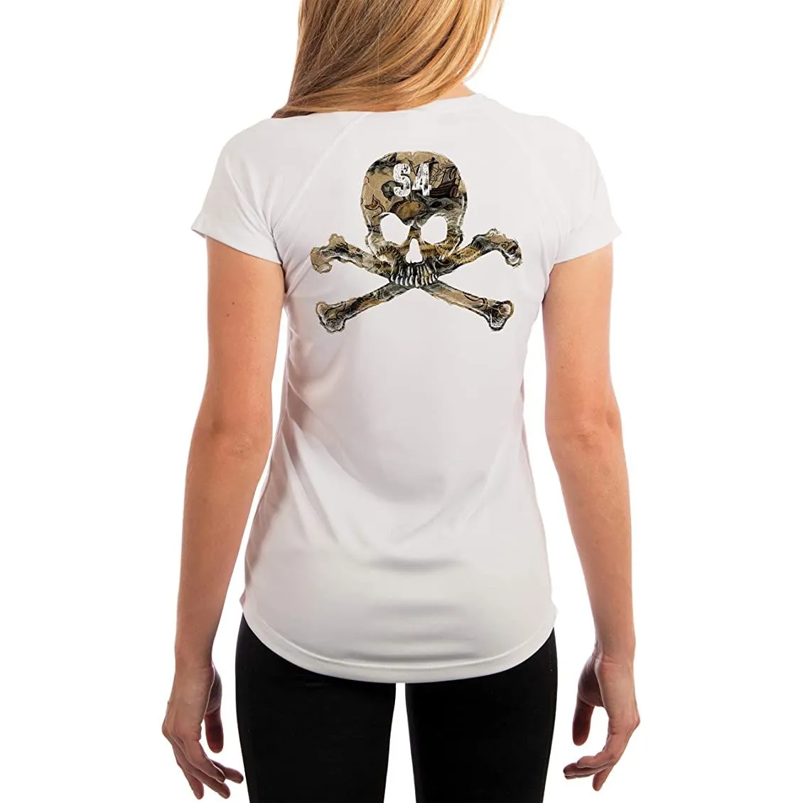 SAND.SALT.SURF.SUN. Skull Women's UPF 50  UV Sun Protection Performance Short Sleeve T-Shirt