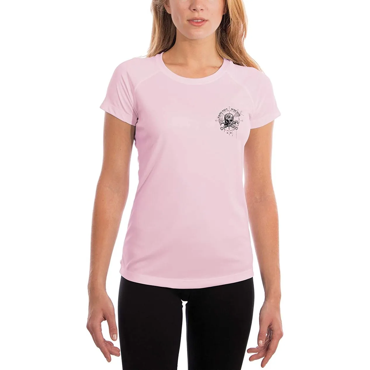 SAND.SALT.SURF.SUN. Skull Women's UPF 50  UV Sun Protection Performance Short Sleeve T-Shirt