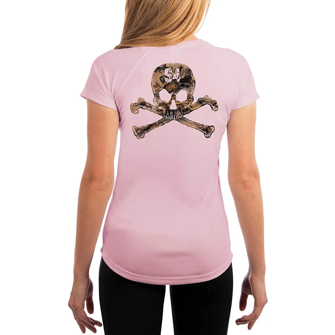 SAND.SALT.SURF.SUN. Skull Women's UPF 50  UV Sun Protection Performance Short Sleeve T-Shirt