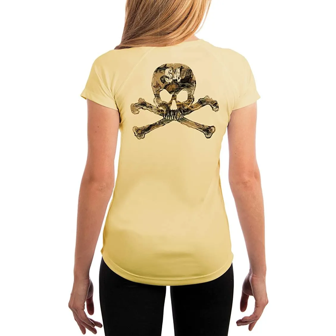SAND.SALT.SURF.SUN. Skull Women's UPF 50  UV Sun Protection Performance Short Sleeve T-Shirt