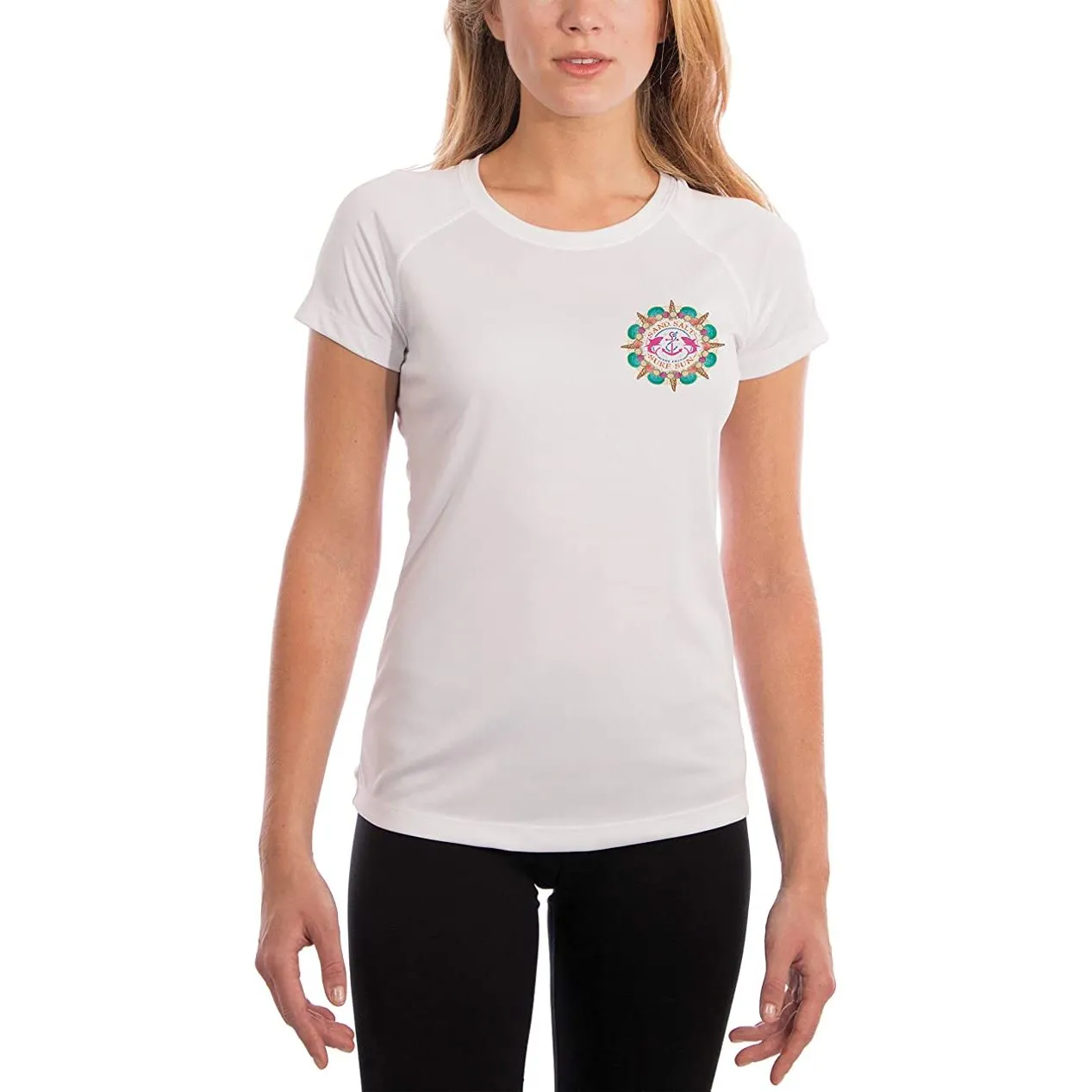 SAND.SALT.SURF.SUN. Turtle Shells Women's UPF 50  UV Sun Protection Performance Short Sleeve T-Shirt
