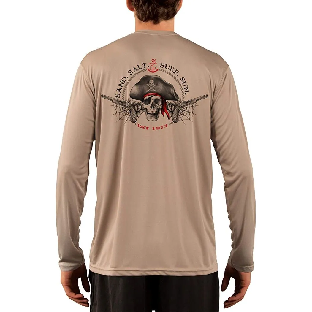 SAND.SALT.SURF.SUN. Vintage Pirate Men's UPF 50  UV Sun Protection Performance Long Sleeve T-Shirt