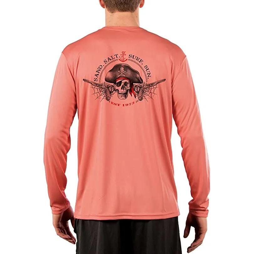SAND.SALT.SURF.SUN. Vintage Pirate Men's UPF 50  UV Sun Protection Performance Long Sleeve T-Shirt