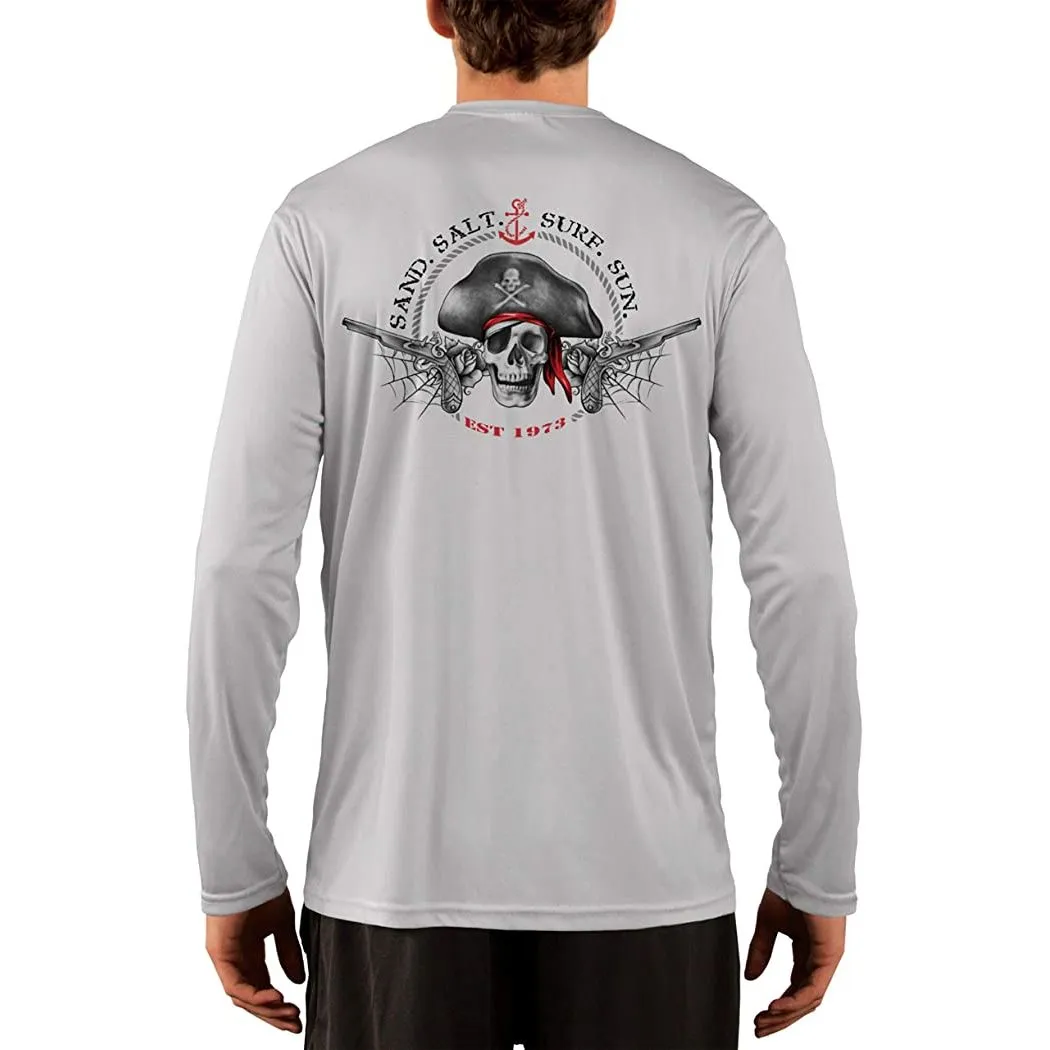 SAND.SALT.SURF.SUN. Vintage Pirate Men's UPF 50  UV Sun Protection Performance Long Sleeve T-Shirt