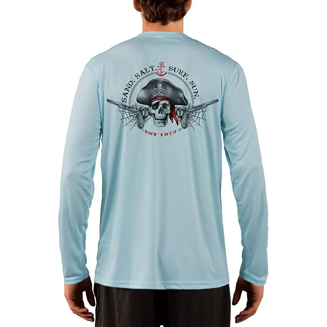 SAND.SALT.SURF.SUN. Vintage Pirate Men's UPF 50  UV Sun Protection Performance Long Sleeve T-Shirt