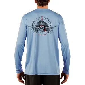 SAND.SALT.SURF.SUN. Vintage Pirate Men's UPF 50  UV Sun Protection Performance Long Sleeve T-Shirt