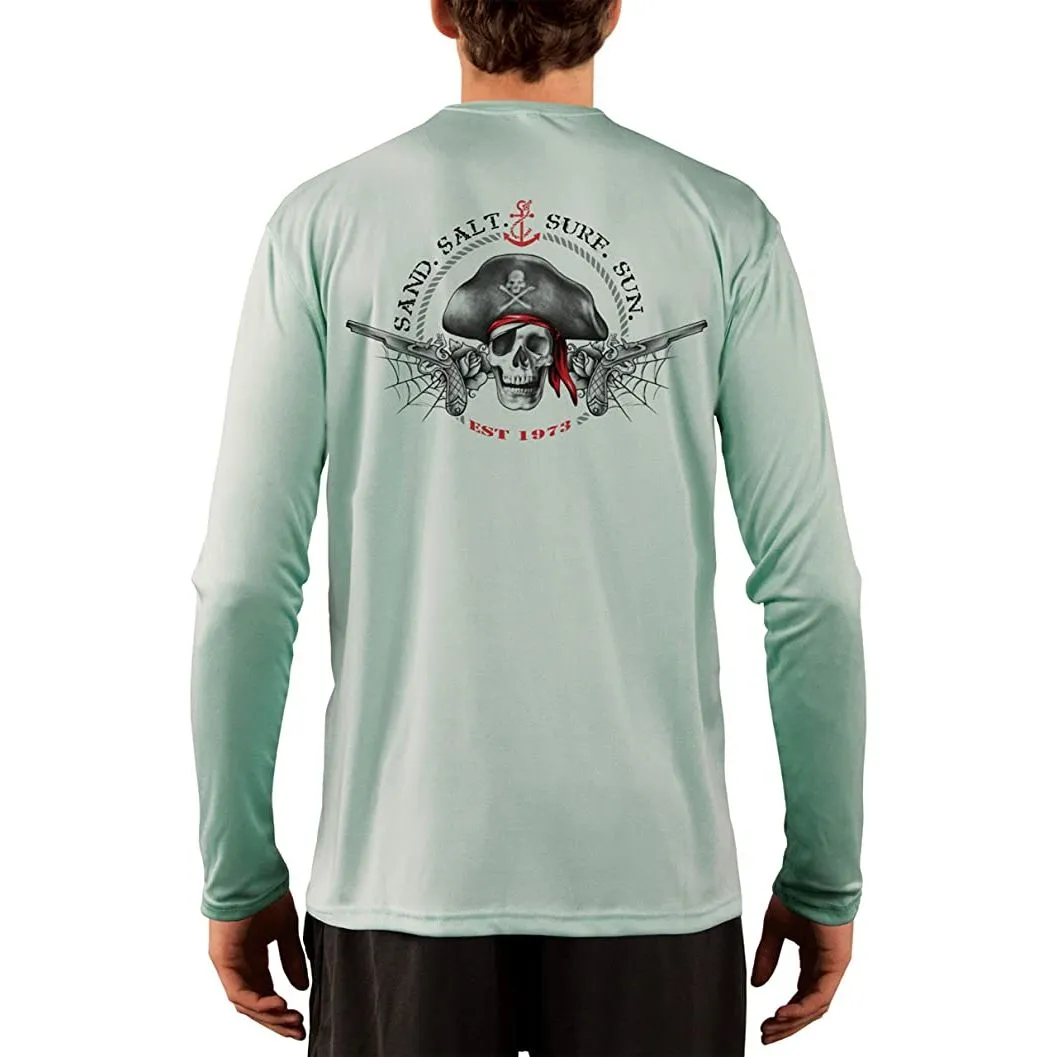 SAND.SALT.SURF.SUN. Vintage Pirate Men's UPF 50  UV Sun Protection Performance Long Sleeve T-Shirt