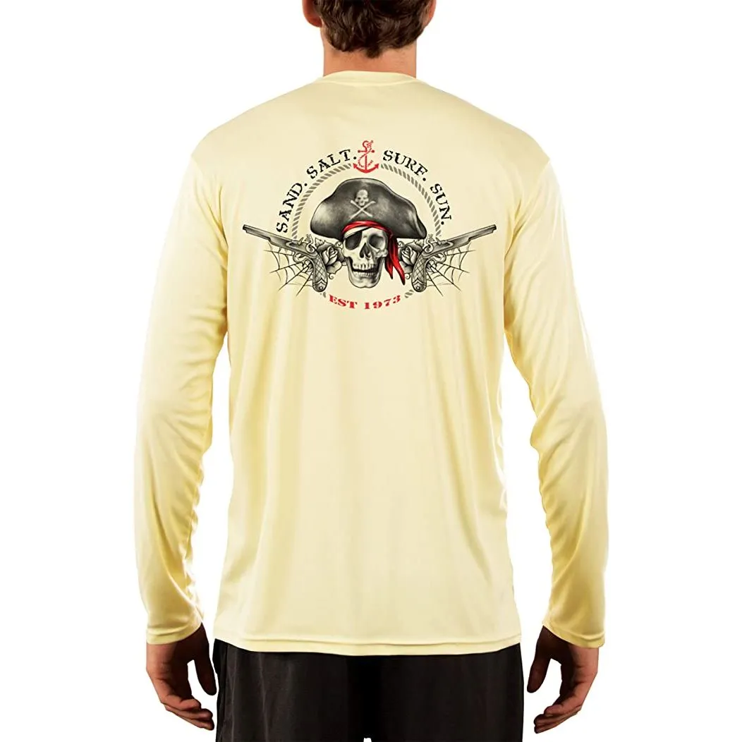 SAND.SALT.SURF.SUN. Vintage Pirate Men's UPF 50  UV Sun Protection Performance Long Sleeve T-Shirt