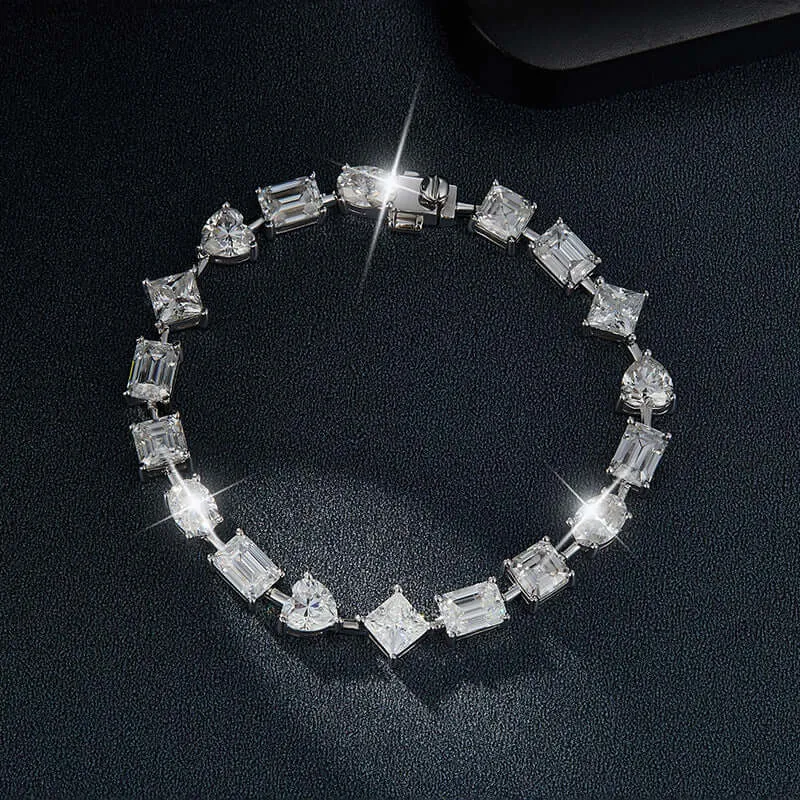 Shaped Emerald Cut Moissanite Tennis Bracelet