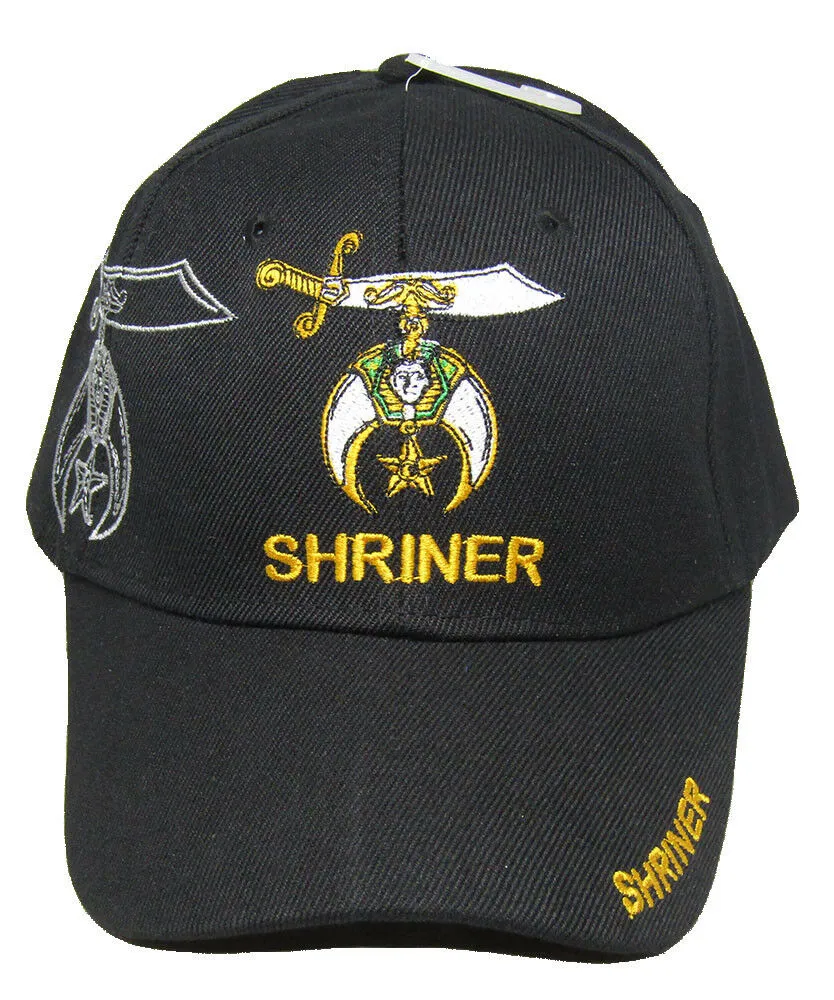 Shriner Hat Black Shriners Baseball Cap with Logo Emblem Ancient Arabic Order of the Nobles of the Mystic Shrine