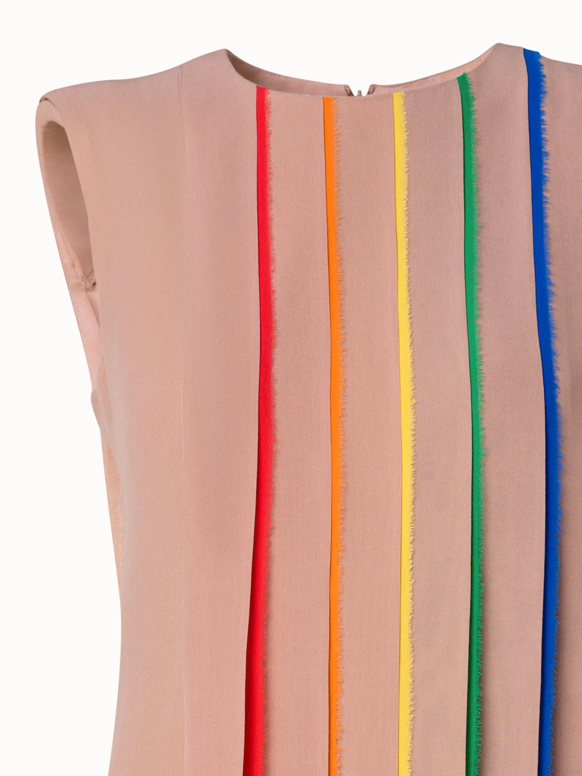 Silk Georgette Gown with Multicolor Pleats