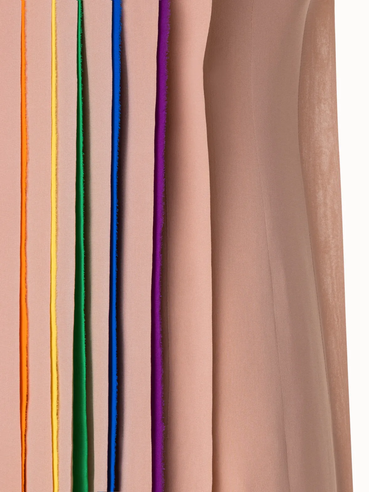 Silk Georgette Gown with Multicolor Pleats