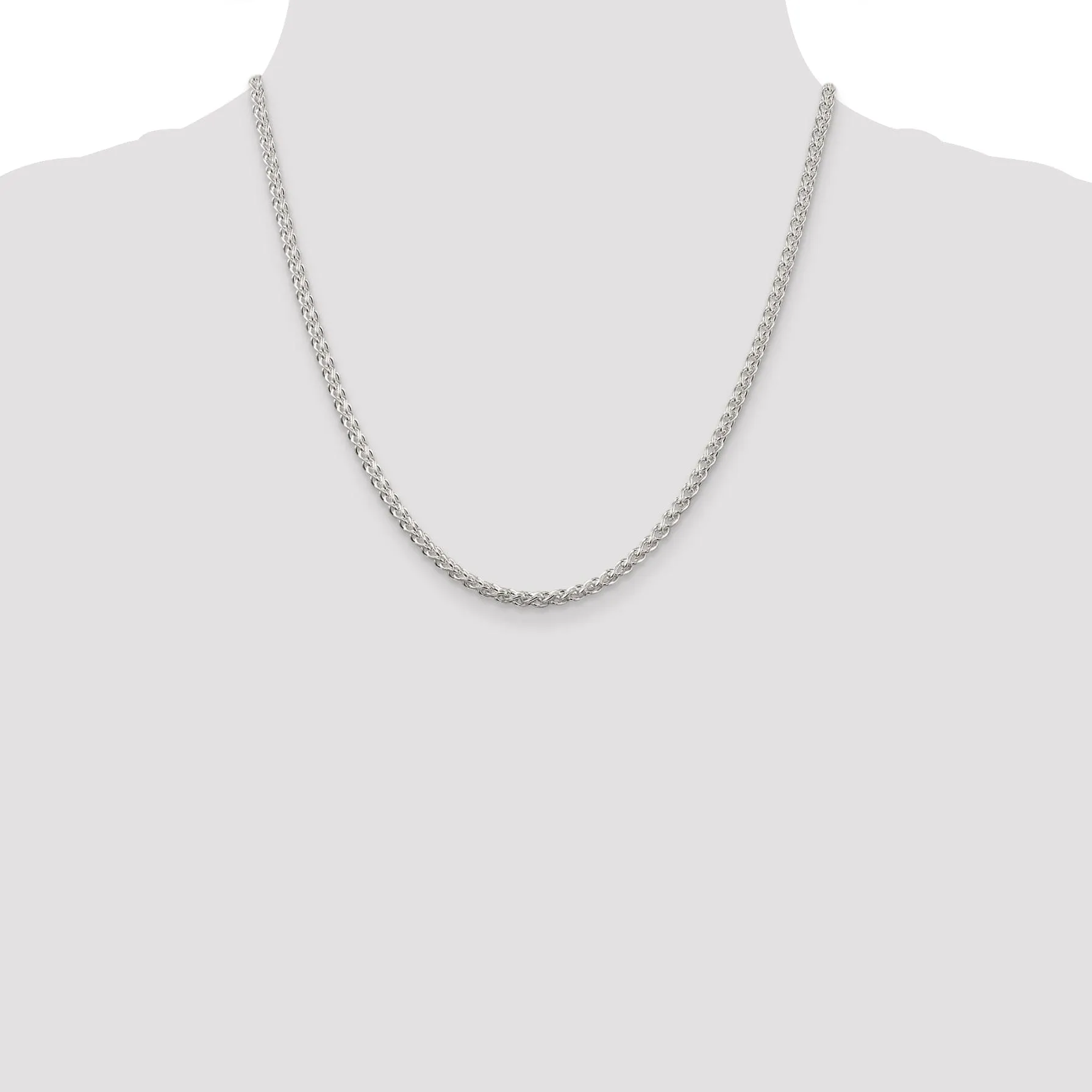 Silver Polished 3.00-mm Solid Round Spiga Chain