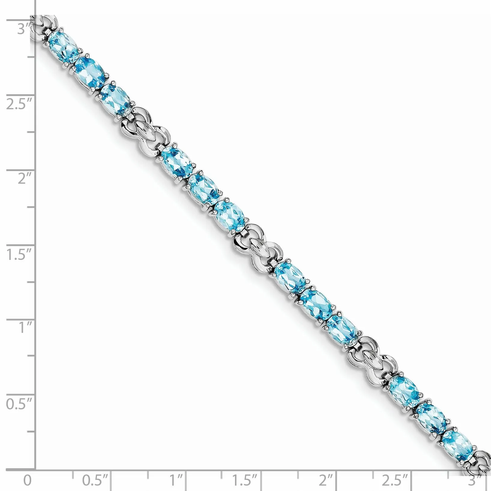 Silver Polished Blue Topaz Gemstone Bracelet
