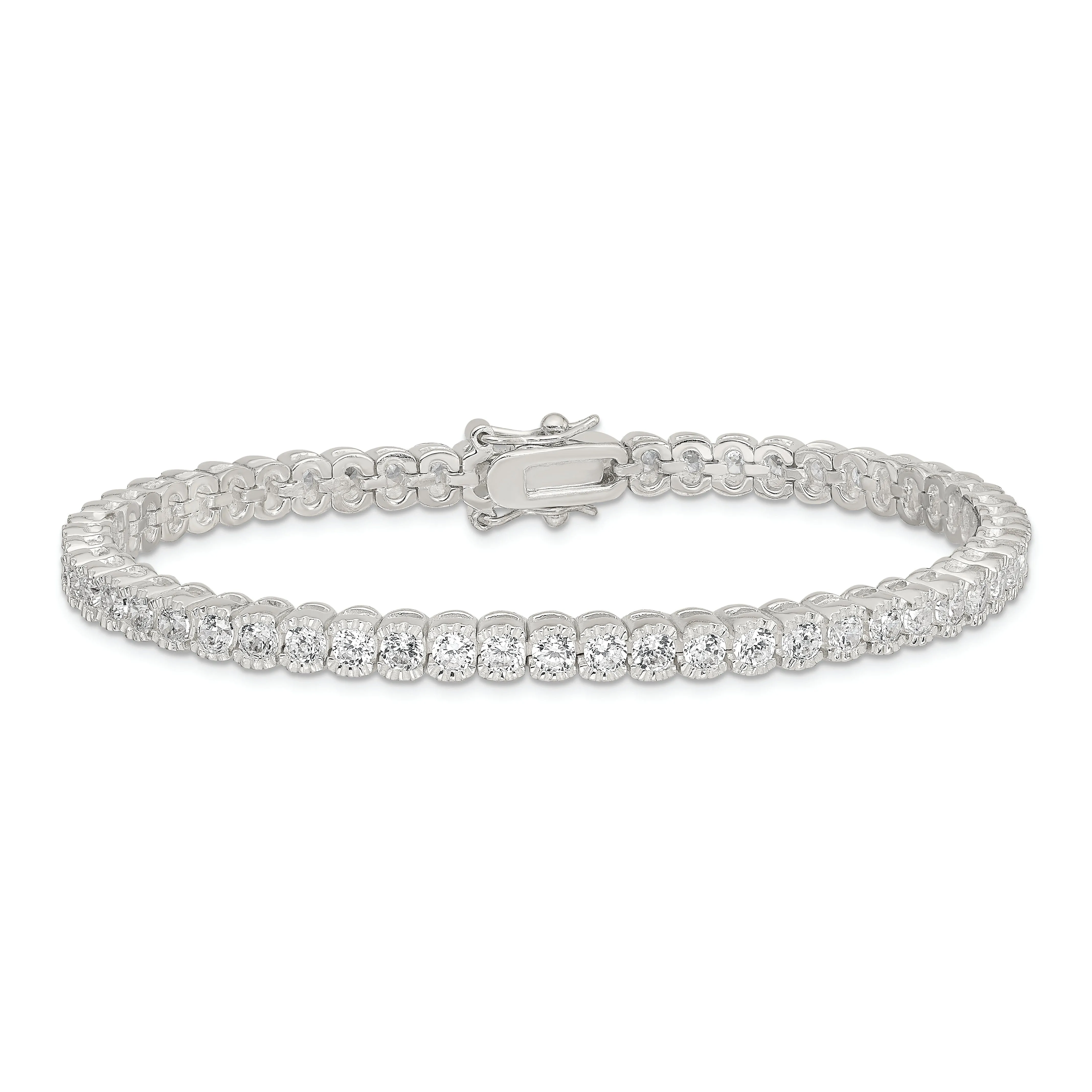 Silver Polished Cubic Zirconia Bracelet