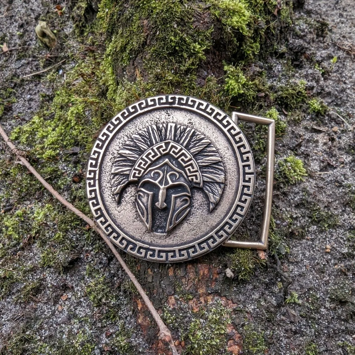 Spartan warrior helmet belt buckle