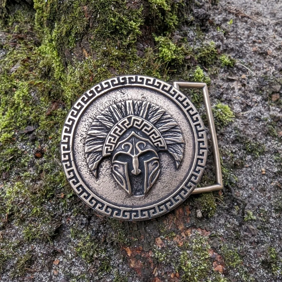 Spartan warrior helmet belt buckle