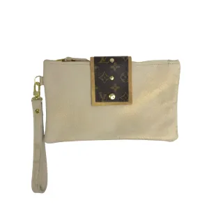 Stella Wristlet In Stone Leather | Upcycled LV