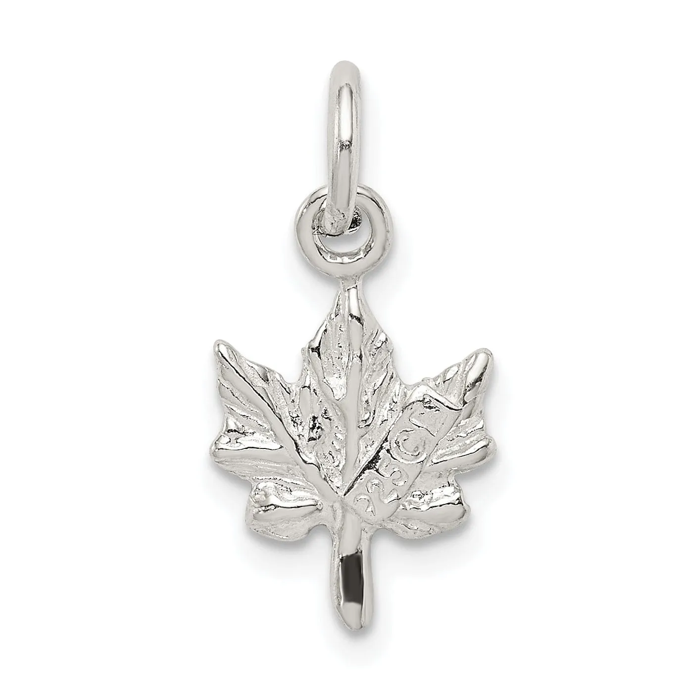 Sterling Silver Polished 3-D Maple Leaf Charm
