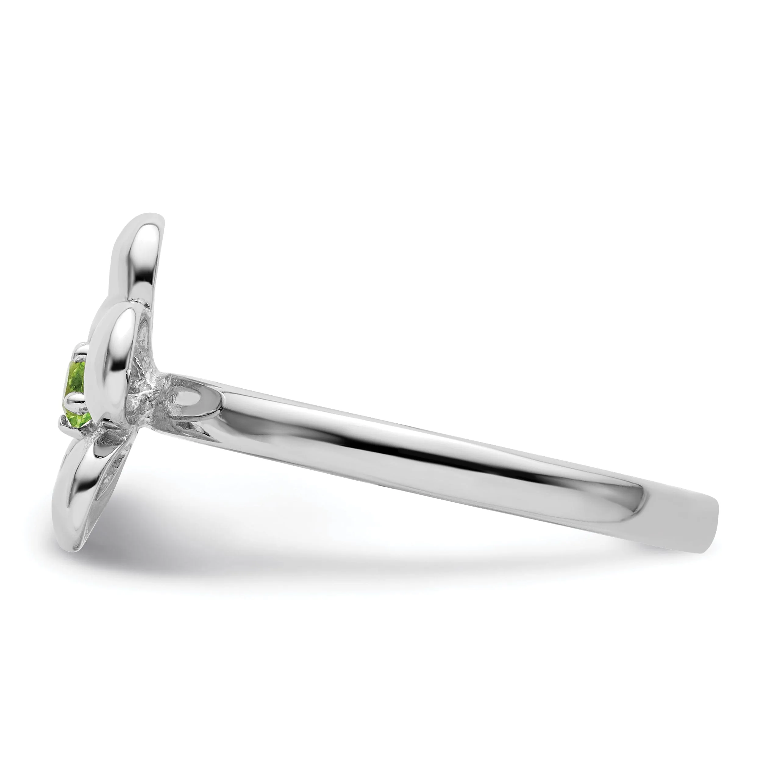 Sterling Silver Polished Peridot Flower Ring
