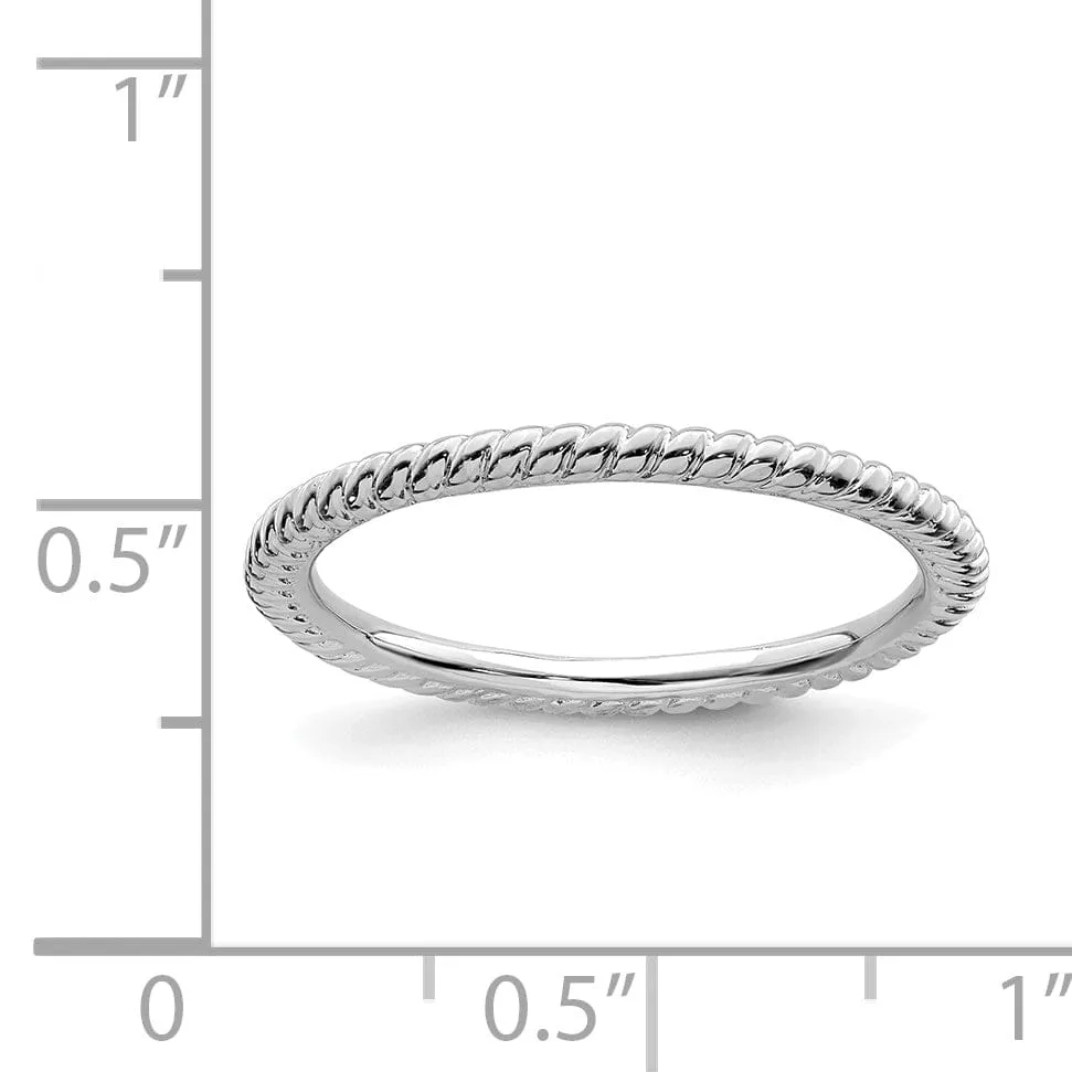 Sterling Silver Rhodium Twisted Ring
