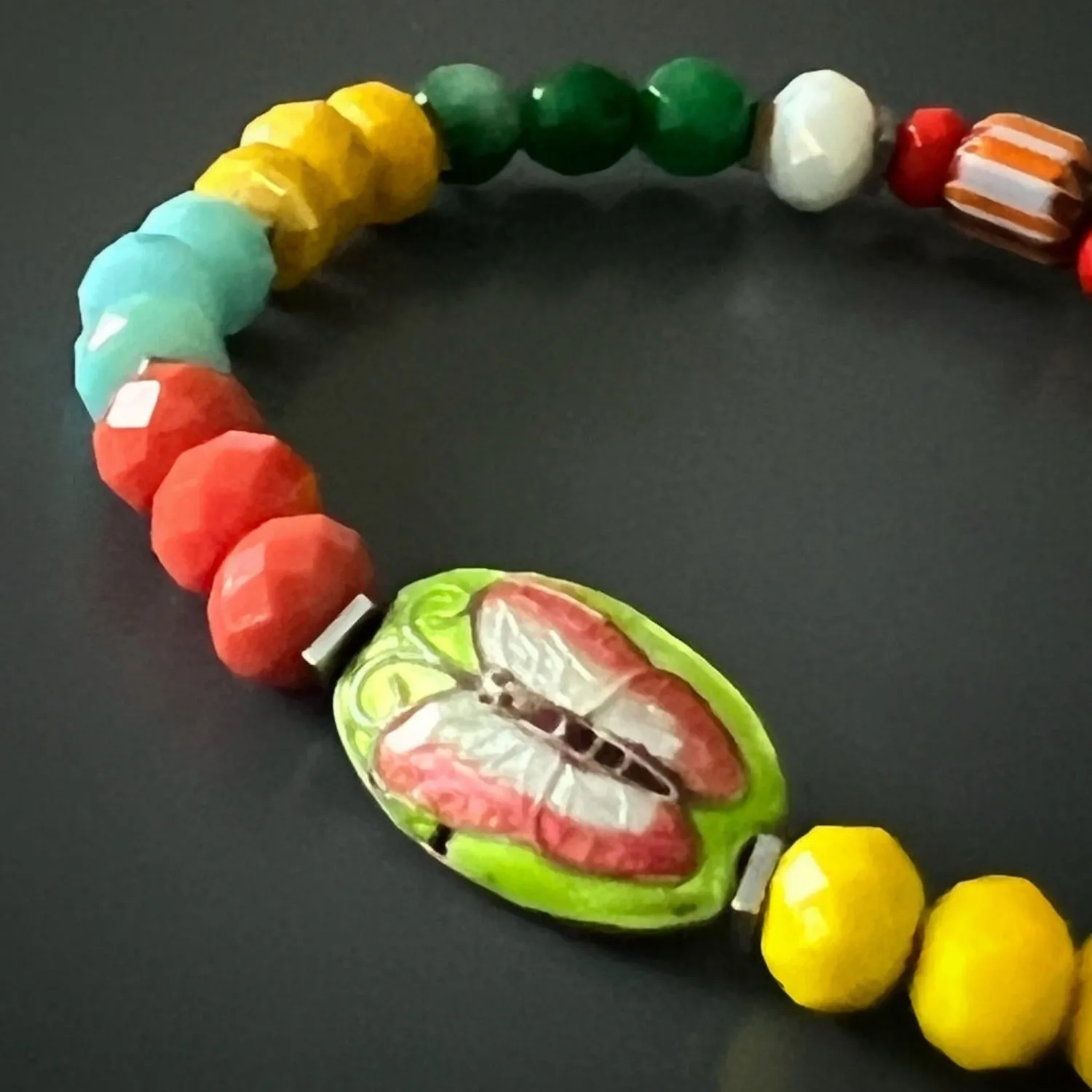 Summer Colors Butterfly Beaded Ankle Bracelet