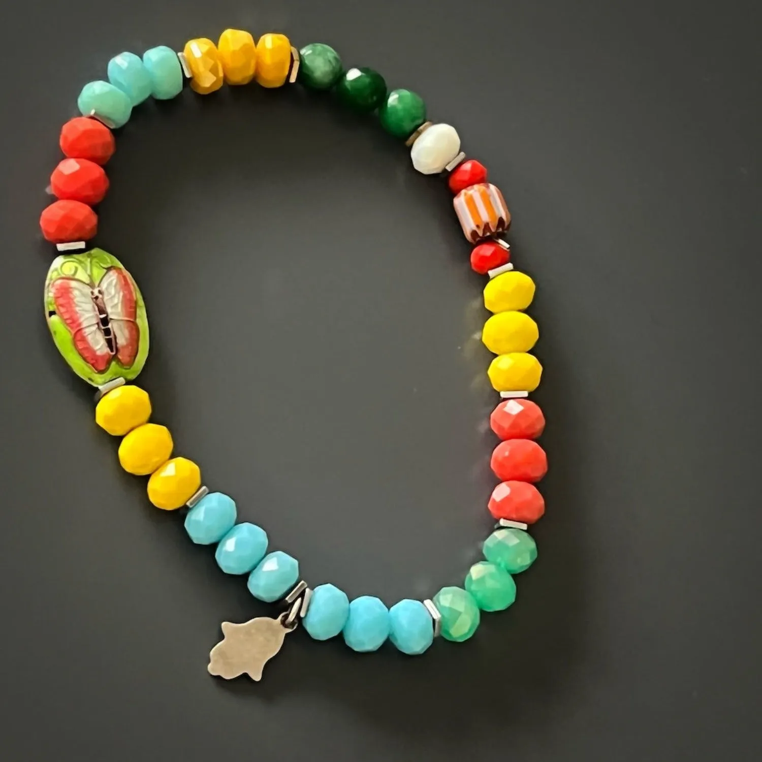 Summer Colors Butterfly Beaded Ankle Bracelet