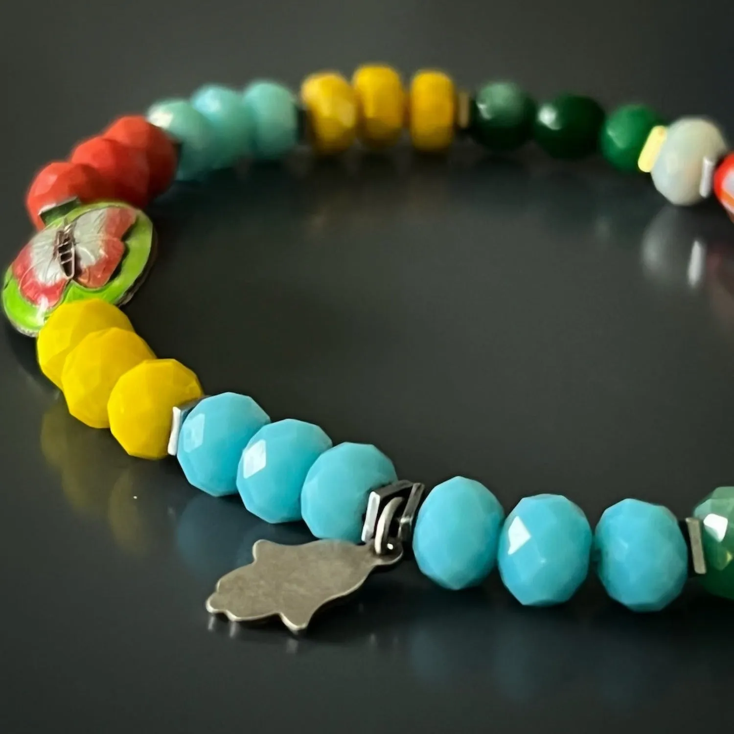 Summer Colors Butterfly Beaded Ankle Bracelet