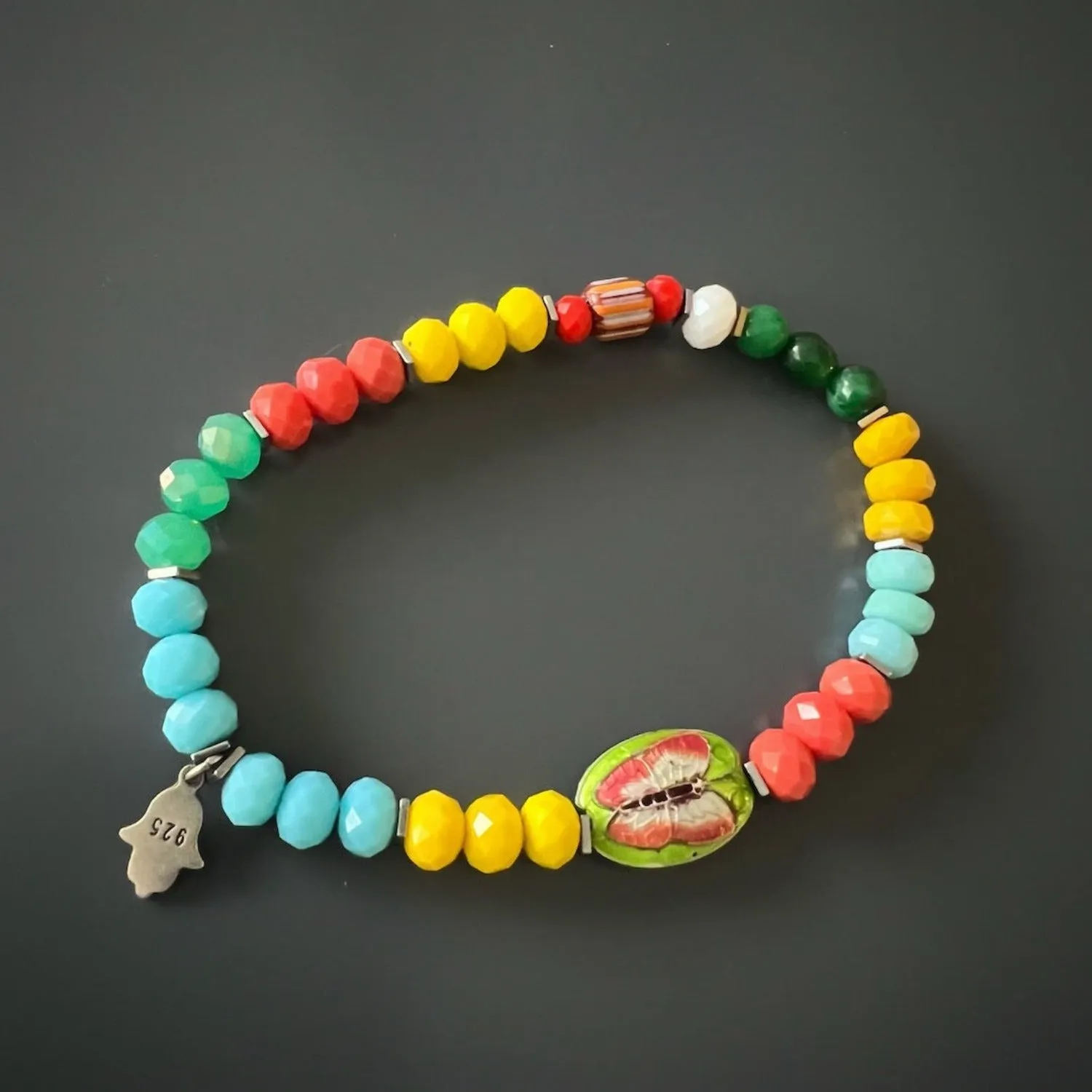 Summer Colors Butterfly Beaded Ankle Bracelet
