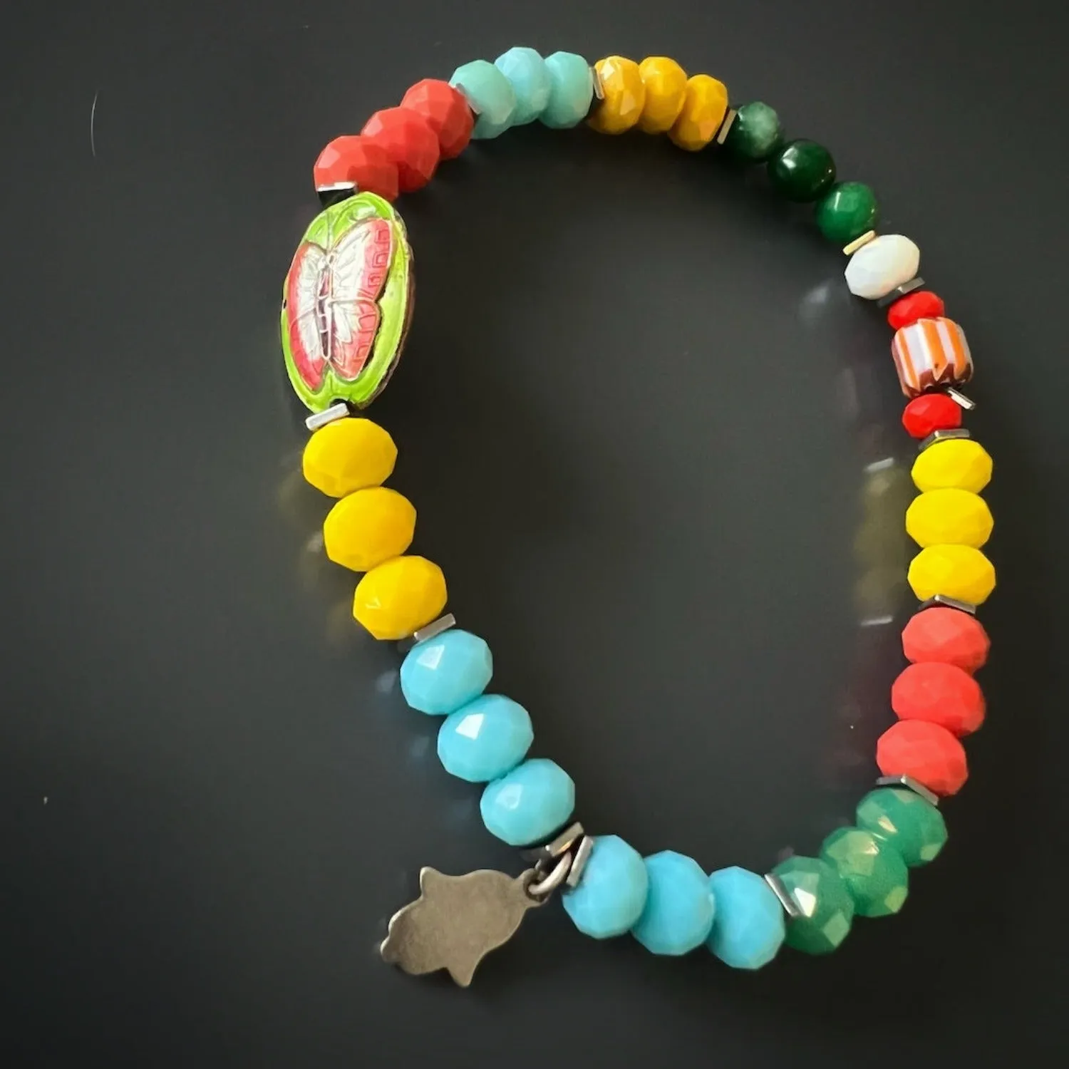 Summer Colors Butterfly Beaded Ankle Bracelet