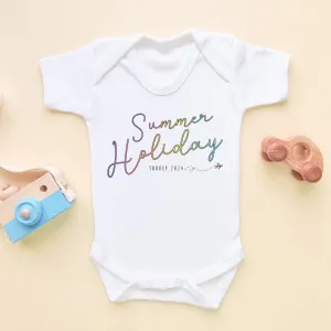 Summer Holiday Colorful Font Personalised Baby Bodysuit