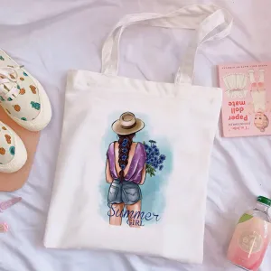 Summer Time White Canvas Bag B