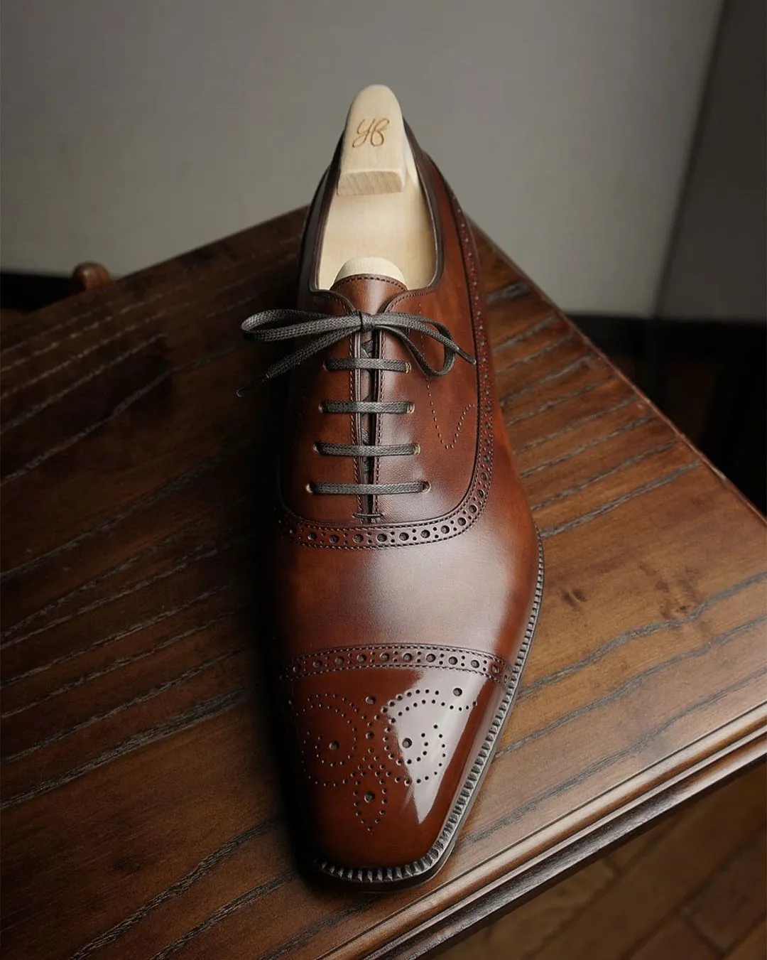 Tan Leather Callista Brogue Toe Cap Oxfords - Formal Shoes