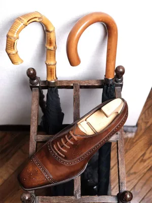 Tan Leather Callista Brogue Toe Cap Oxfords - Formal Shoes