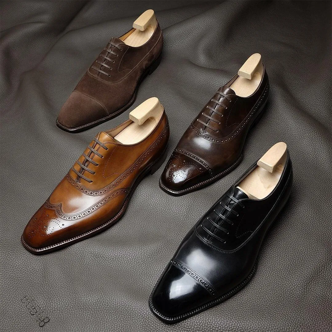 Tan Leather Cedarain Brogue Wingtip Oxfords - Work Edition